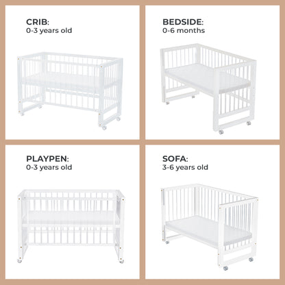 TEKNUM Prism 4in1 Acrylic Convertible Crib w/ mattress - White