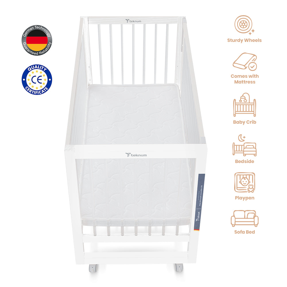 TEKNUM Prism 4in1 Acrylic Convertible Crib w/ mattress - White