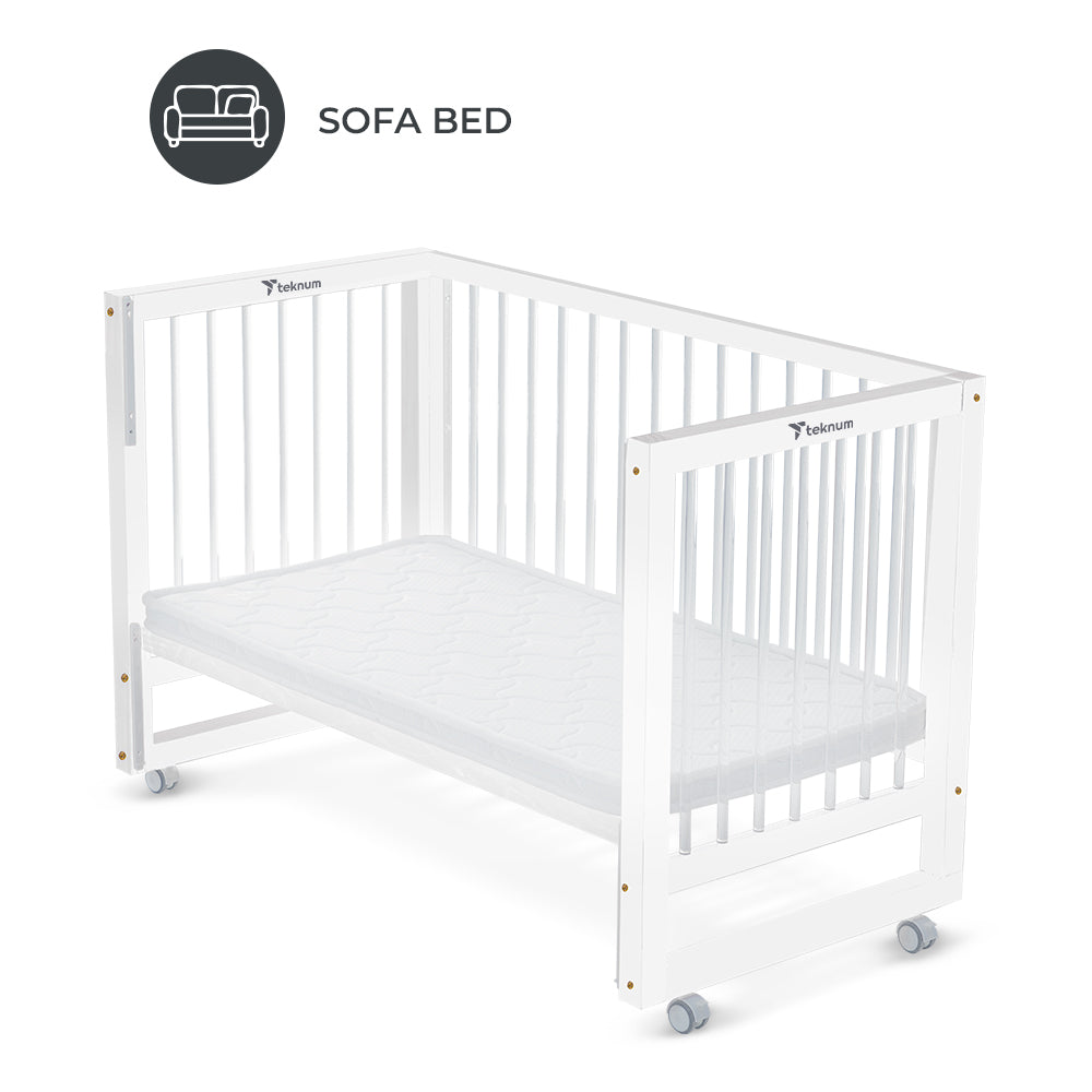 TEKNUM Prism 4in1 Acrylic Convertible Crib w/ mattress - White