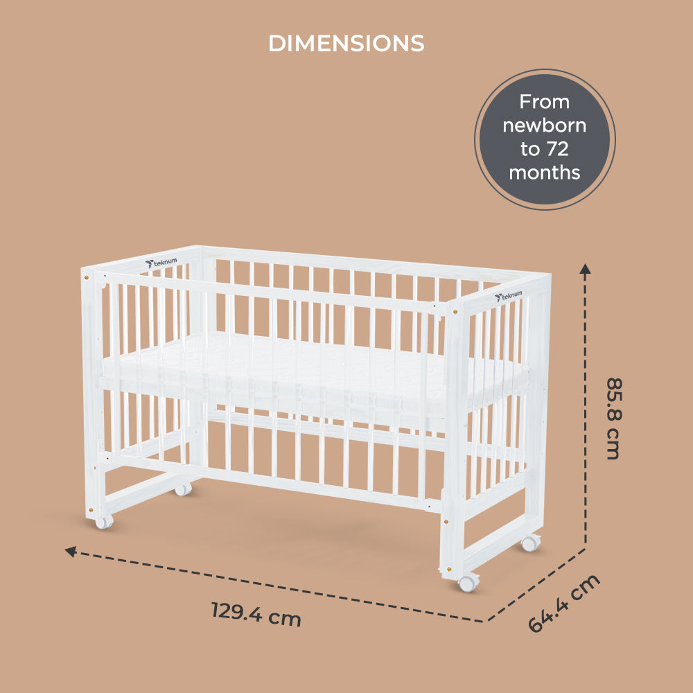 TEKNUM Prism 4in1 Acrylic Convertible Crib w/ mattress - White