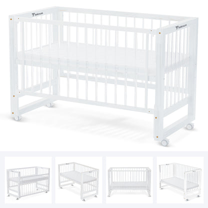 TEKNUM Prism 4in1 Acrylic Convertible Crib w/ mattress - White
