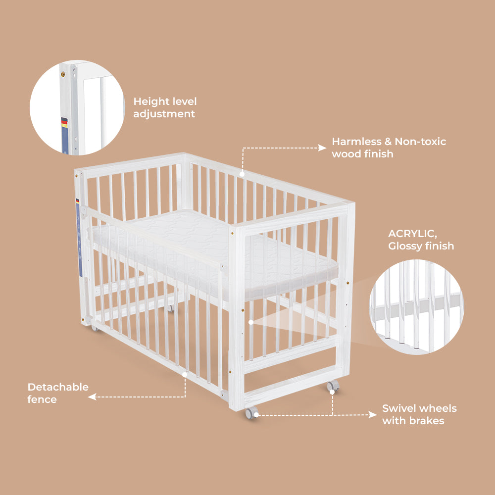 TEKNUM Prism 4in1 Acrylic Convertible Crib w/ mattress - White