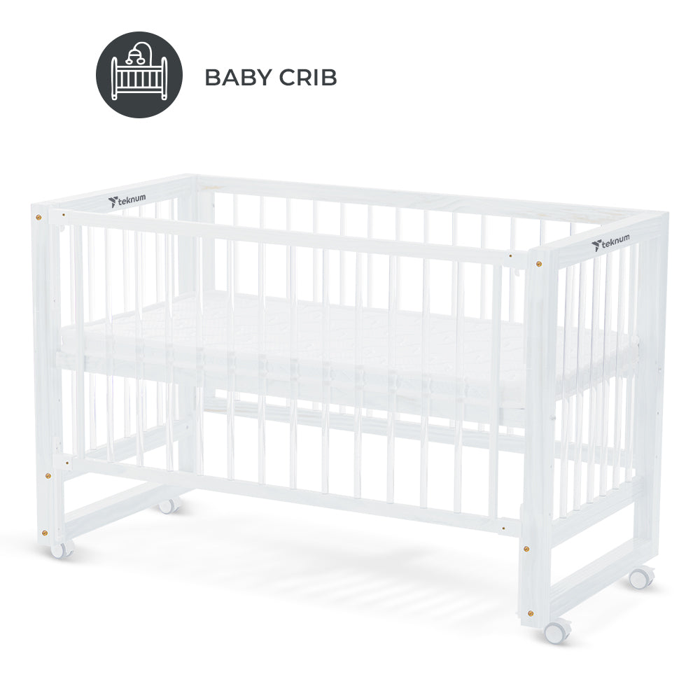 TEKNUM Prism 4in1 Acrylic Convertible Crib w/ mattress - White