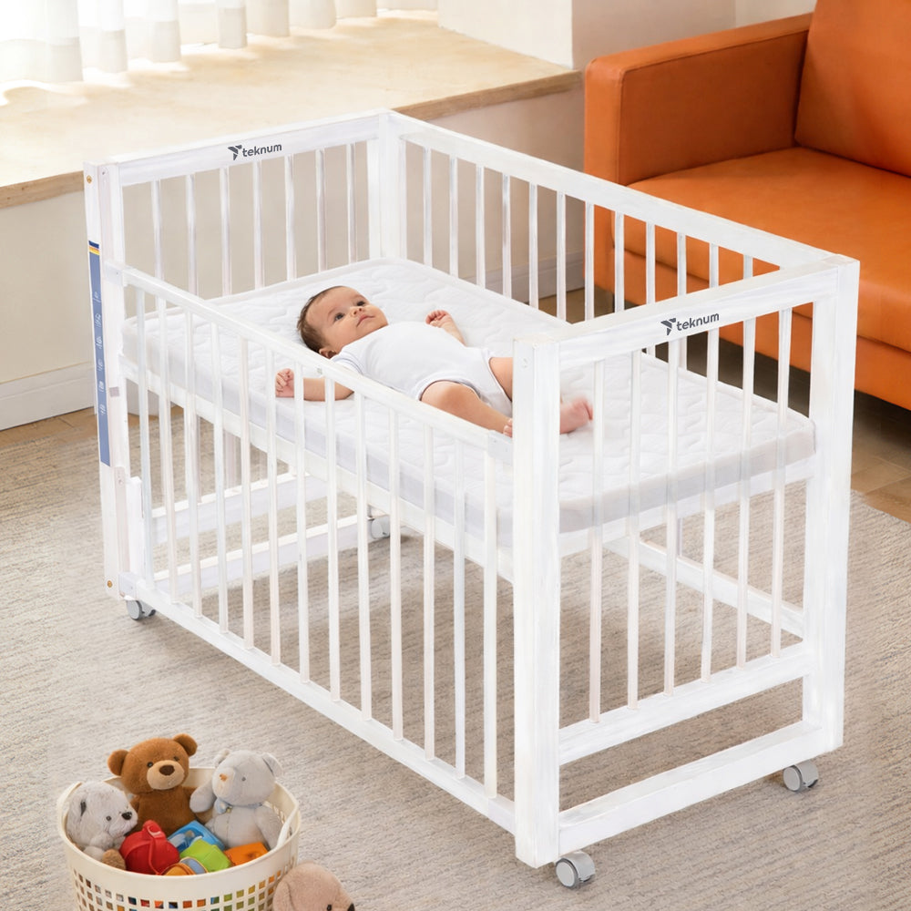 TEKNUM Prism 4in1 Acrylic Convertible Crib w/ mattress - White