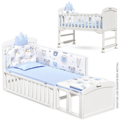 TEKNUM - 7 - in - 1 Convertible Kids Bed & Bedside Crib w/Mattress, Mosquito net & Detachable Wheels(0 - 12yrs) - White