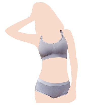SUNVENO Breastfeeding Nursing Bra - Grey 75B