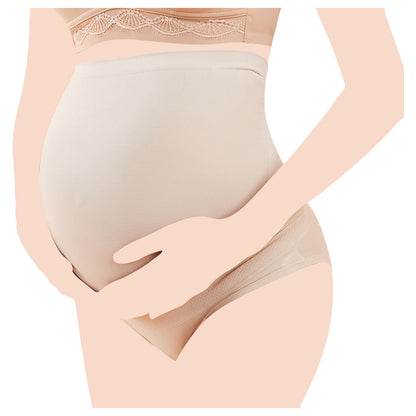 SUNVENO High Waist Pregnancy Support Cotton Panties - SKIN M