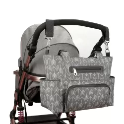 Little Story diaper bag set of 6 with hooks - Melange Grey