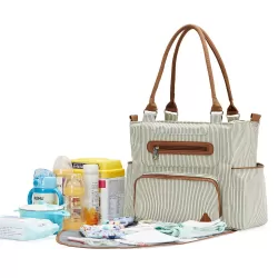 Little Story Diaper Bag Set of 6 with Stroller Hooks - Ivory