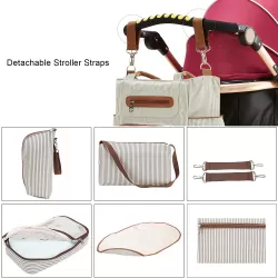 Little Story Diaper Bag Set of 6 with Stroller Hooks - Ivory