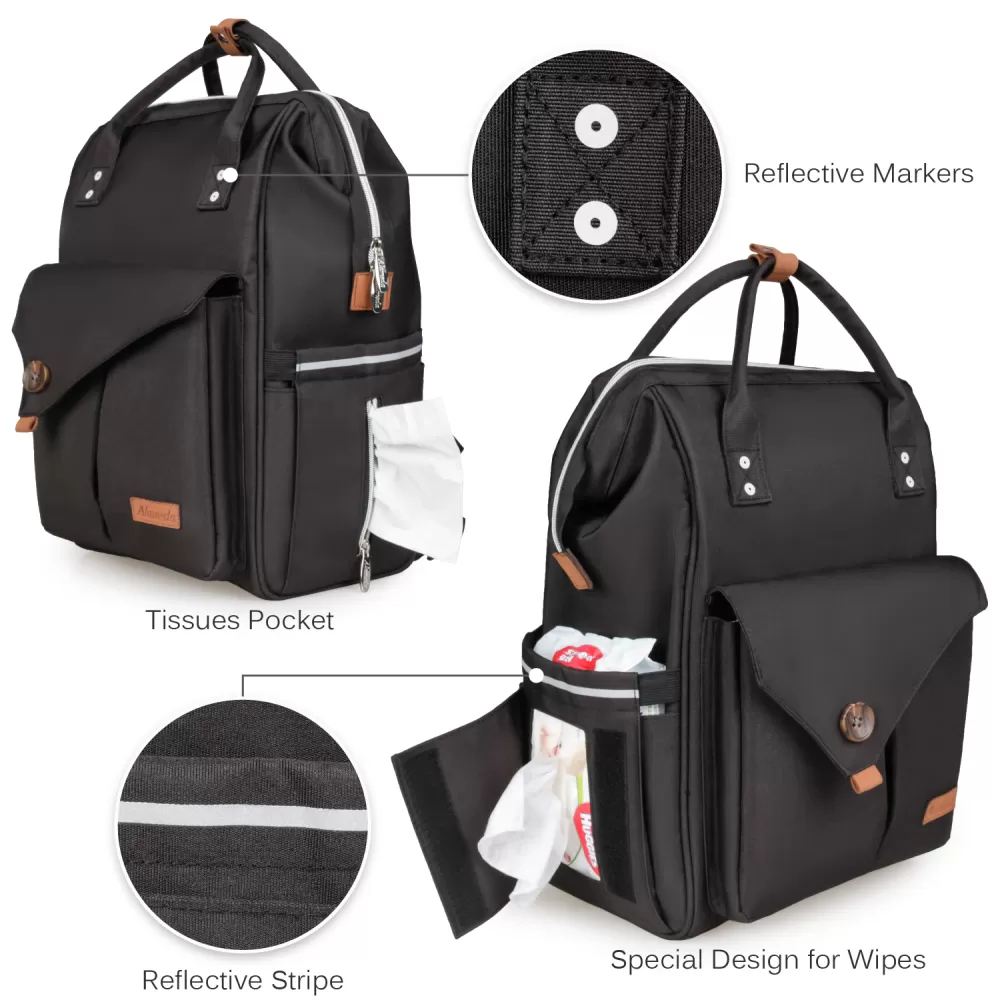 Alameda Diaper Backpack - Large - Jet Black