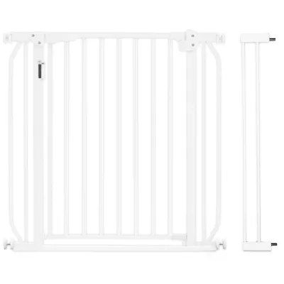 Baby Safe - Metal Safety LED Gate with 10cm Extension - White