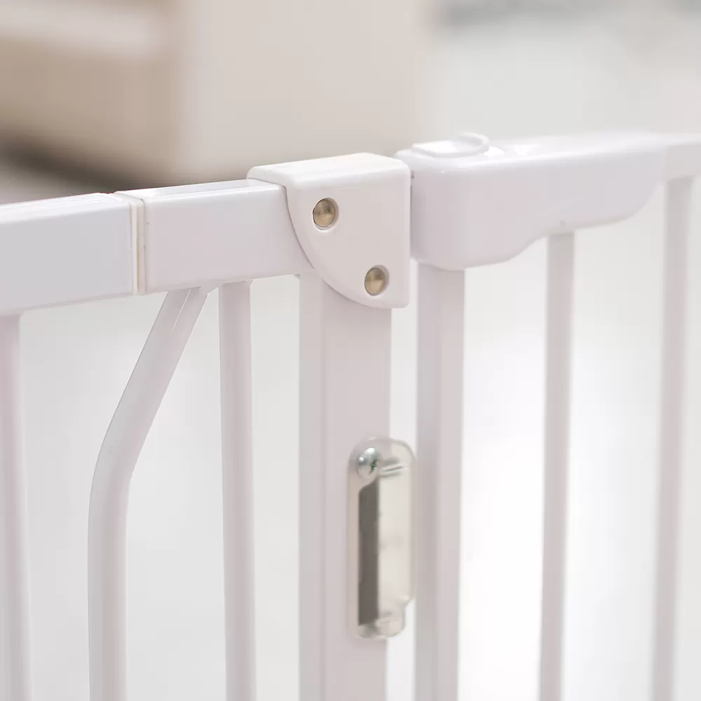 Baby Safe - Metal Safety LED Gate with 10cm Extension - White