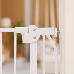 Baby Safe - Metal Safety LED Gate with 10cm Extension - White