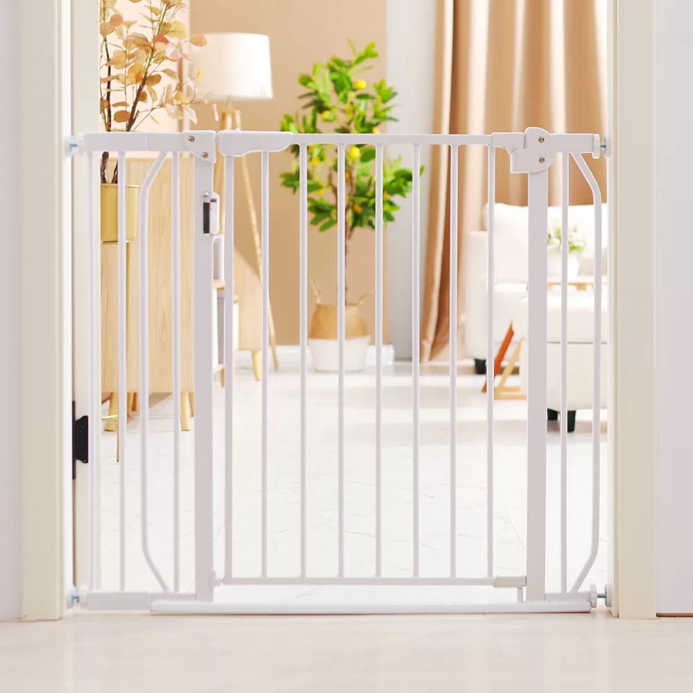 Baby Safe - Metal Safety LED Gate with 10cm Extension - White