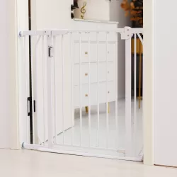 Baby Safe - Metal Safety LED Gate with 20cm Extension - White