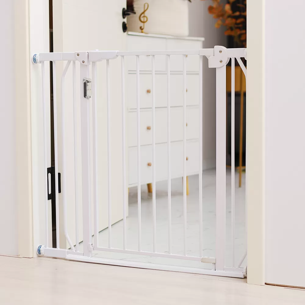 Baby Safe - Metal Safety LED Gate with 30cm Extension - White