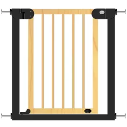 Baby Safe Wooden Safety Gate w/t 14cm Black Extension - Natural Wood