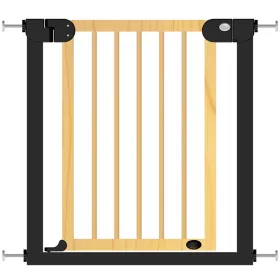 Baby Safe Wooden Safety Gate w/t 21cm Black Extension - Natural Wood