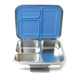 Eazy Kids 3 Compartment Bento Steel Lunch Box with Stainless Steel 530ml Water Bottle - Blue