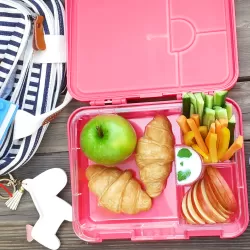 Eazy Kids 6/4 Compartment Bento Lunch Box w/ Lunch Bag and Steel Food Jar Tropical-Pink