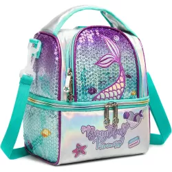 Eazy Kids Lunch Bag and Activity Backpack Set of 3 Mermaid-Purple Green