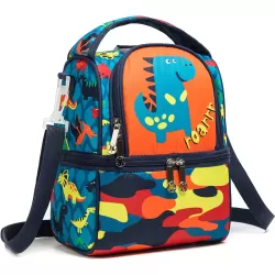 Eazy Kids Lunch Bag and Activity Backpack Set of 3 Dinosaur-Blue