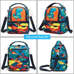 Eazy Kids Lunch Bag and Activity Backpack Set of 3 Dinosaur-Blue