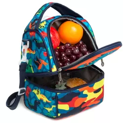 Eazy Kids Lunch Bag and Activity Backpack Set of 3 Dinosaur-Blue