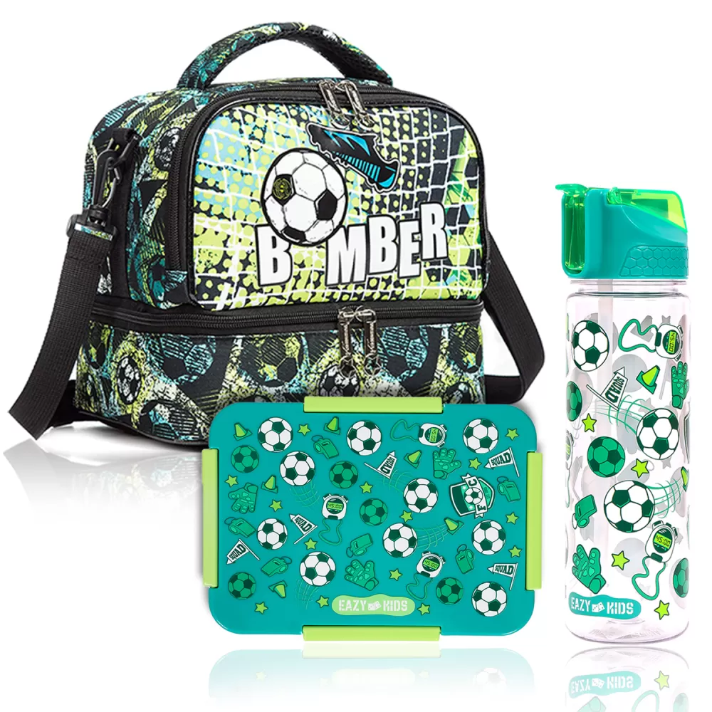 Eazy Kids Lunch Bag Combo of 3 Football-Green