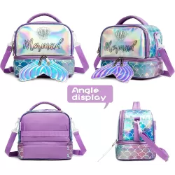 Eazy Kids Lunch Bag Set of 3 Mermaid-Purple