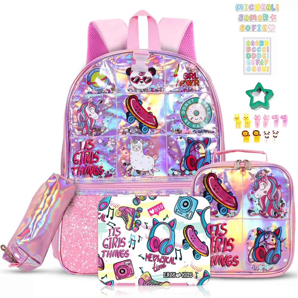 Eazy Kids Back to School Combo Set of 4 It&#039;s Girl Thing-Pink