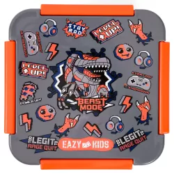 Eazy Kids School Bag Combo Set of 5 Dinosaur-Grey Black