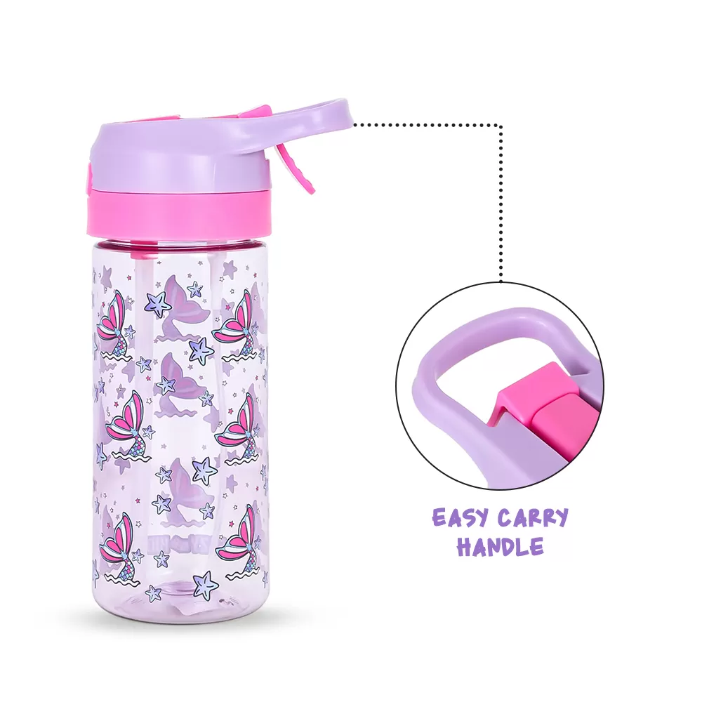 Eazy Kids 6 &amp; 4 Convertible Bento Lunch Box with Tritan 420ml Water Bottle and Sandwich Cutter Set - Mermaid Purple