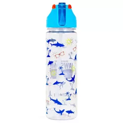 Eazy Kids Lunch Box and Tritan Water Bottle w/ 2in1 drinking Flip lid and Sipper Jawsome-Blue