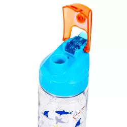 Eazy Kids Lunch Box and Tritan Water Bottle w/ 2in1 drinking Flip lid and Sipper Jawsome-Blue