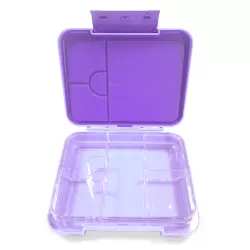 Eazy Kids 6 & 4 Convertible Bento Lunch Box w/ Lunch Bag and Spoon Fork Set - Glitter Purple