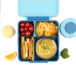 Eazy Kids Jumbo Bento Lunch Box w/ Grey Lunch Bag , Food Jar and Cutlery - Blue