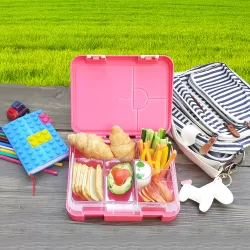 Eazy Kids Unicorn 6/4 Compartment Bento Lunch Box w/ Lunch Bag-Pink