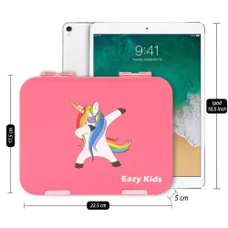 Eazy Kids Unicorn 6/4 Compartment Bento Lunch Box w/ Lunch Bag-Pink