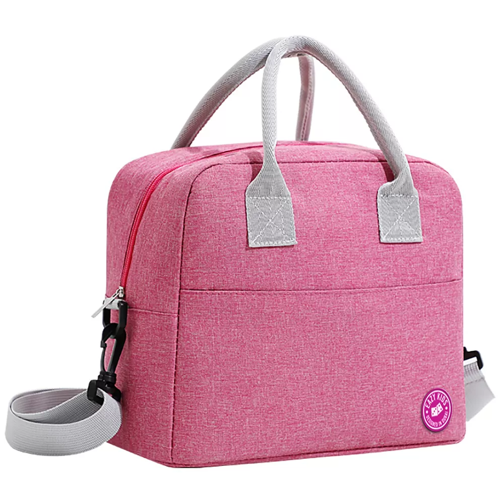 Eazy Kids Bento Box wt Insulated Lunch Bag &amp; Cutter Set-Combo-Girl Power Pink