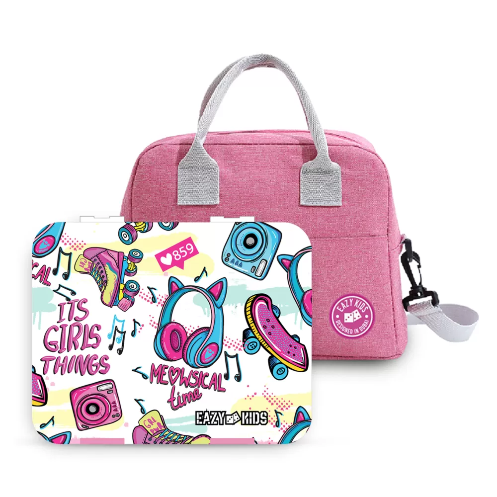 Eazy Kids Bento Box wt Insulated Lunch Bag &amp; Cutter Set-Combo-Its Girls Things