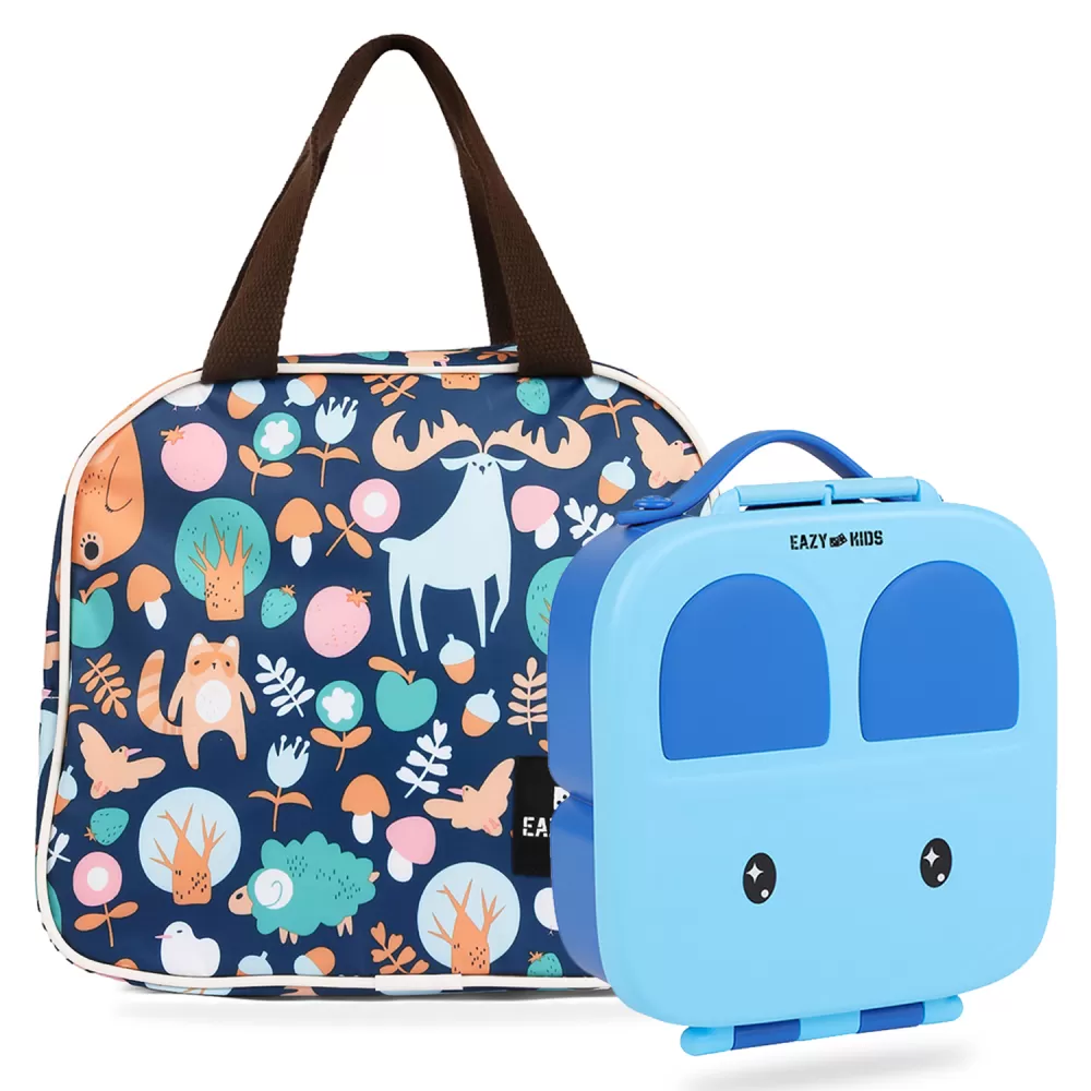 Eazy Kids Bento Box wt Insulated Lunch Bag Combo-Blue