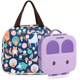 Eazy Kids Bento Box wt Insulated Lunch Bag Combo-Purple