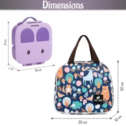 Eazy Kids Bento Box wt Insulated Lunch Bag Combo-Purple