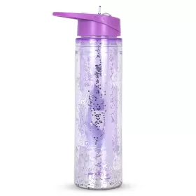 Eazy Kids - 18" Set of 4 Trolley School Bag with Glitter 550ml Water Bottle, Lunch Bag & Pencil Case - Mermaid Purple