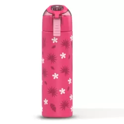 Eazy Kids 17Inch Set of 4 School Bag with Stainless Steel 640ml Water Bottle, Lunch Bag and Pencil Case - Tropical Pink