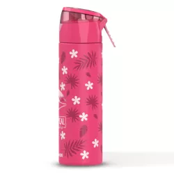 Eazy Kids 17Inch Set of 4 School Bag with Stainless Steel 640ml Water Bottle, Lunch Bag and Pencil Case - Tropical Pink