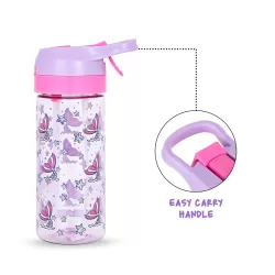 Eazy Kids 18Inch Set of 4 Trolley School Bag with Tritan 420ml Water Bottle, Lunch Bag and Pencil Case - Mermaid Purple