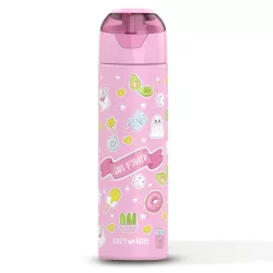 Eazy Kids - 18" School Bag, Bento Box, Stainless Steel 640ml Water Bottle, Lunch Bag, Pencil Case, Set of 5 - Girl Power Pink